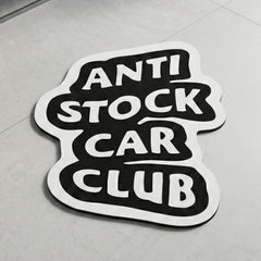 Anti Stock Car Club Statement Floor Mat (3 mm Thick) | Automotive Enthusiast Cut-Out Rug for Garage, Bedroom & Car Lover Room Decor