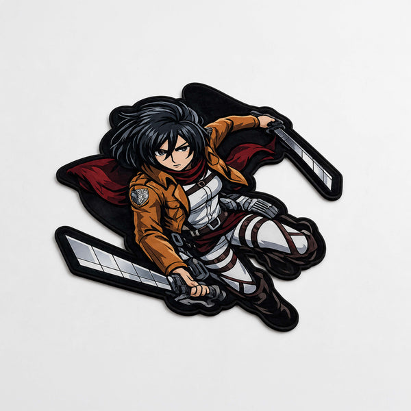 Mikasa Ackerman Attack on Titan Cut-out Flat Rug | Iconic Anime Warrior Floor Rug | Premium Manga Room Decor