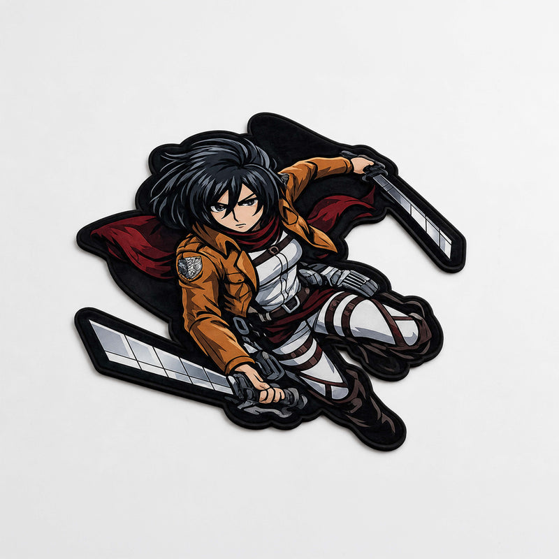 Mikasa Ackerman Attack on Titan Cut-out Flat Rug | Iconic Anime Warrior Floor Rug | Premium Manga Room Decor