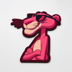 Pink Panther Cartoon Cut-out Flat Rug | Cool Pink Panther Sunglasses Flat Rug | Retro Cartoon & Gaming Room Floor Decor