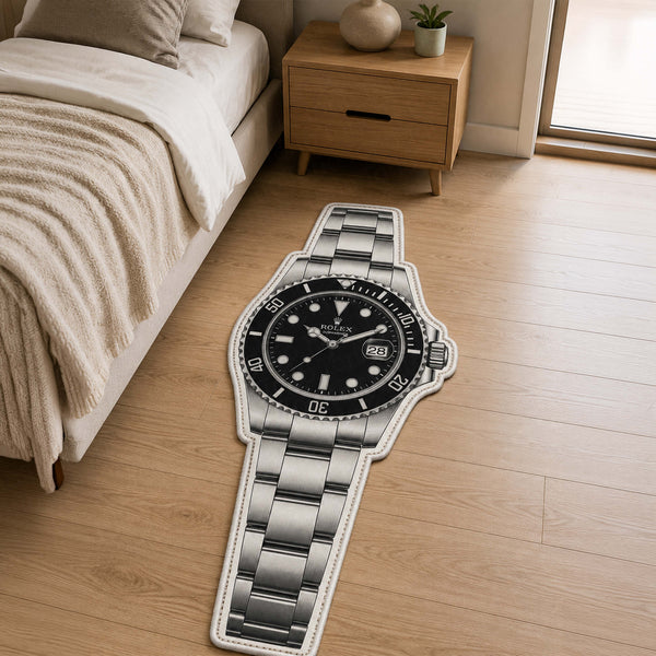 Rolex Submariner Watch Floor Mat (3 mm Thick) | Luxury Timepiece Cut-Out Rug for Bedroom, Office & Watch Collector Décor