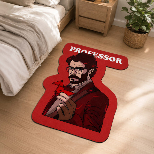 Professor Character Cut-out Flat Rug | Heist Series Inspired Flat Rug | Crime Drama & Pop Culture Room Decor