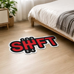 5-Speed Manual Gear Shift Flat Rug | SHFT Racing Shifter Floor Mat | Performance Car Enthusiast Automotive Room Decor