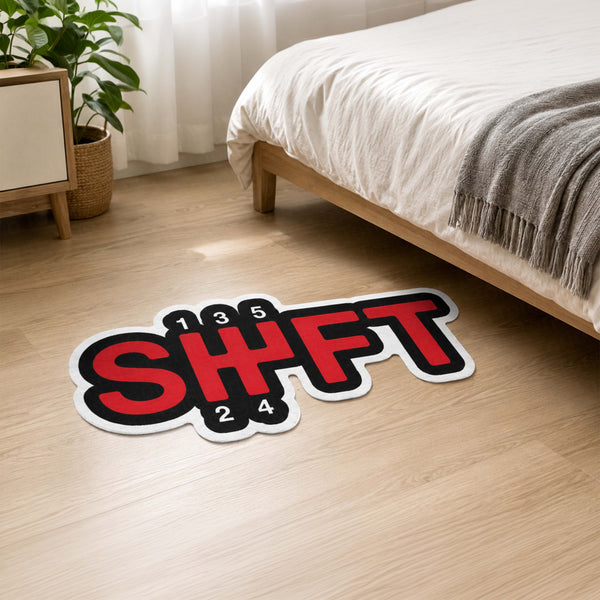 5-Speed Manual Gear Shift Flat Rug | SHFT Racing Shifter Floor Mat | Performance Car Enthusiast Automotive Room Decor