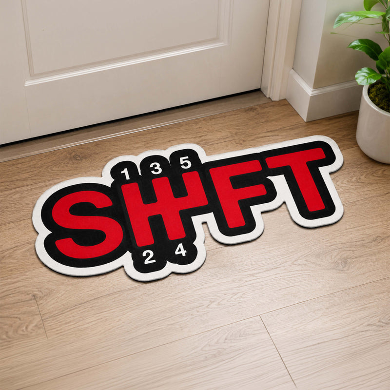 5-Speed Manual Gear Shift Flat Rug | SHFT Racing Shifter Floor Mat | Performance Car Enthusiast Automotive Room Decor