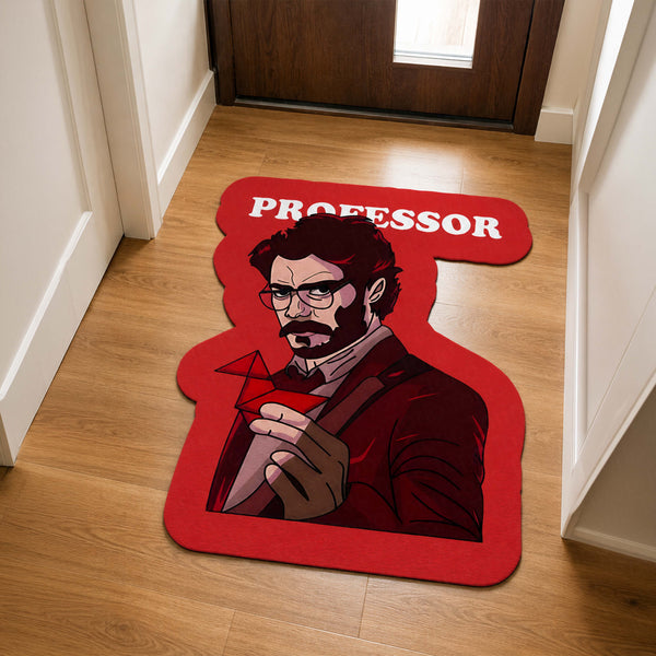 Professor Character Cut-out Flat Rug | Heist Series Inspired Flat Rug | Crime Drama & Pop Culture Room Decor