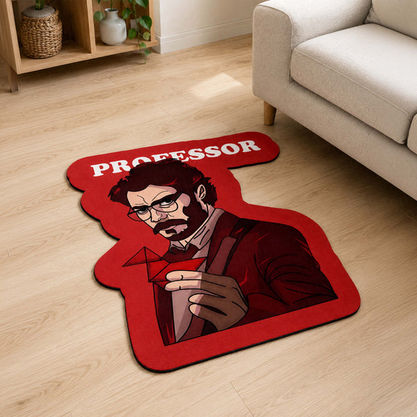 Professor Character Cut-out Flat Rug | Heist Series Inspired Flat Rug | Crime Drama & Pop Culture Room Decor