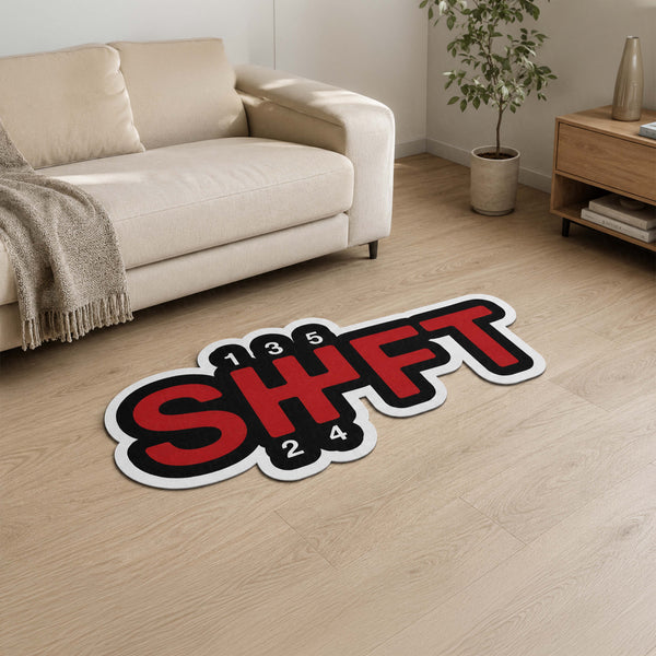 5-Speed Manual Gear Shift Flat Rug | SHFT Racing Shifter Floor Mat | Performance Car Enthusiast Automotive Room Decor