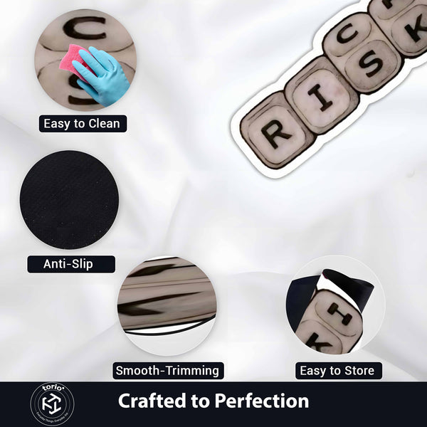 Risk Keyboard Keys Cut-Out Flat Rug | Programmer & Gamer Keyboard Key Flat Rug | Coding Desk & Tech Room Floor Decor