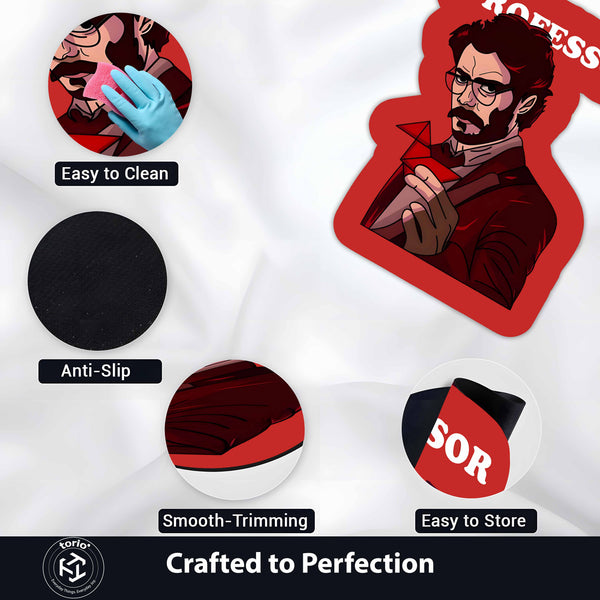 Professor Character Cut-out Flat Rug | Heist Series Inspired Flat Rug | Crime Drama & Pop Culture Room Decor