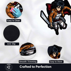 Mikasa Ackerman Attack on Titan Cut-out Flat Rug | Iconic Anime Warrior Floor Rug | Premium Manga Room Decor
