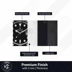 Rolex Submariner Watch Floor Mat (3 mm Thick) | Luxury Timepiece Cut-Out Rug for Bedroom, Office & Watch Collector Décor