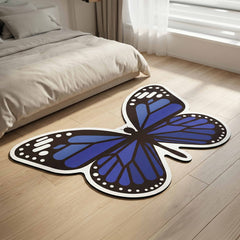 Blue Butterfly Art Floor Mat (3 mm Thick) | Aesthetic Butterfly Shaped Rug for Living Room, Bedroom, Entryway & Modern Home Decor