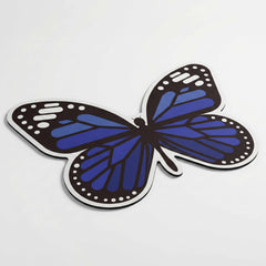 Blue Butterfly Art Floor Mat (3 mm Thick) | Aesthetic Butterfly Shaped Rug for Living Room, Bedroom, Entryway & Modern Home Decor