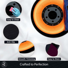BMW M Inspired Brake Disc Round Floor Mat (3 mm Thick) | Performance Car Rotor Design Mat for Garage, Bedroom & Gaming Setup