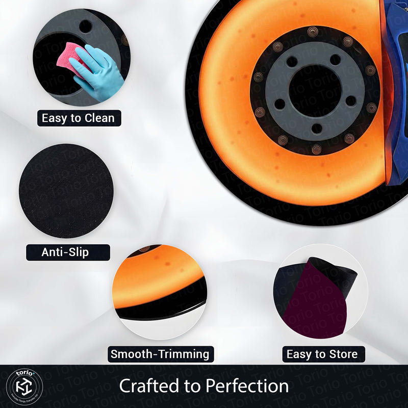 BMW M Inspired Brake Disc Round Floor Mat (3 mm Thick) | Performance Car Rotor Design Mat for Garage, Bedroom & Gaming Setup