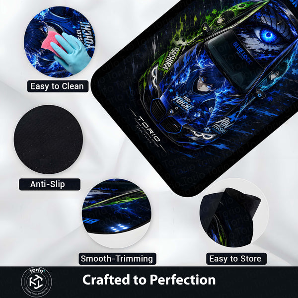 Blue Lock BMW M4 Anime Area Rug | Isagi Yoichi Sports Car Floor Mat | Blue Lock x BMW Gaming Rug for Bedroom, Gaming Room, Anime Setup & Otaku Decor