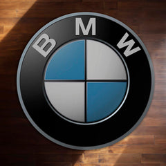 BMW Inspired Logo Round Floor Mat (3 mm Thick) | Luxury Automotive Car Emblem Design Mat for Bedroom, Garage & Gaming Room