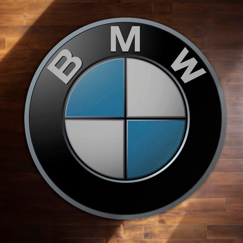 BMW Inspired Logo Round Floor Mat (3 mm Thick) | Luxury Automotive Car Emblem Design Mat for Bedroom, Garage & Gaming Room