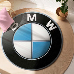 BMW Inspired Logo Round Floor Mat (3 mm Thick) | Luxury Automotive Car Emblem Design Mat for Bedroom, Garage & Gaming Room
