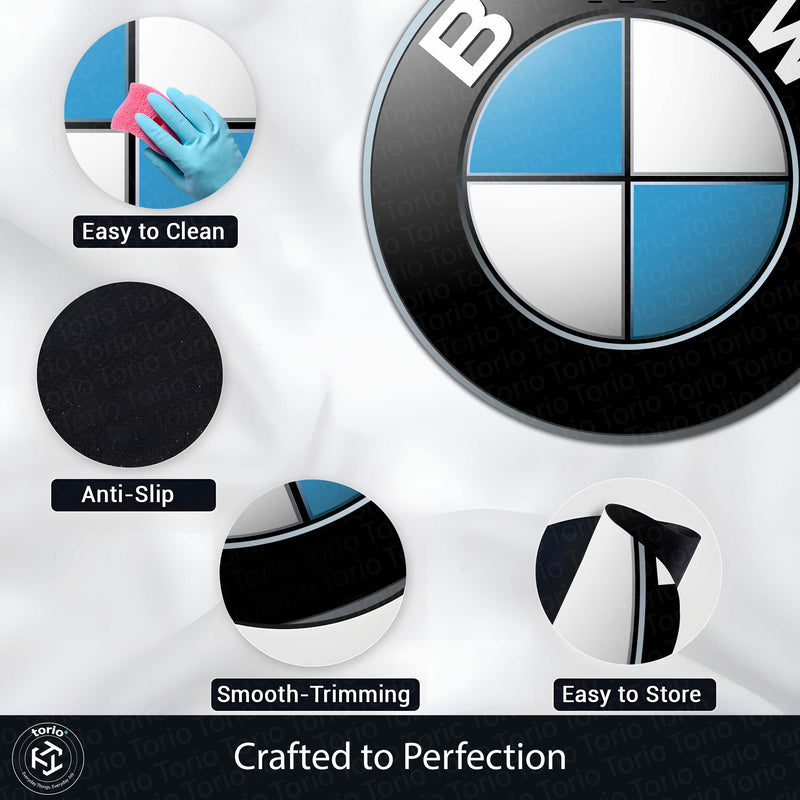 BMW Inspired Logo Round Floor Mat (3 mm Thick) | Luxury Automotive Car Emblem Design Mat for Bedroom, Garage & Gaming Room