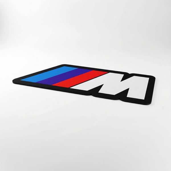 BMW M Performance Logo Floor Mat (3 mm Thick) | BMW M Motorsport Cut-Out Rug for Bedroom, Garage, Gaming Room & Car Enthusiast Decor