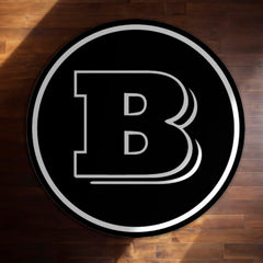 Brabus Inspired Round Floor Mat (3 mm Thick) | Luxury Performance Car Logo Design Mat for Garage, Bedroom & Gaming Setup
