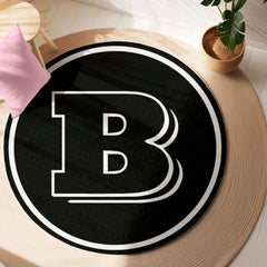 Brabus Inspired Round Floor Mat (3 mm Thick) | Luxury Performance Car Logo Design Mat for Garage, Bedroom & Gaming Setup