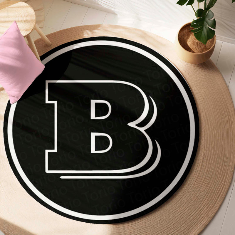 Brabus Inspired Round Floor Mat (3 mm Thick) | Luxury Performance Car Logo Design Mat for Garage, Bedroom & Gaming Setup