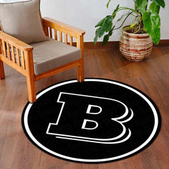 Brabus Inspired Round Floor Mat (3 mm Thick) | Luxury Performance Car Logo Design Mat for Garage, Bedroom & Gaming Setup