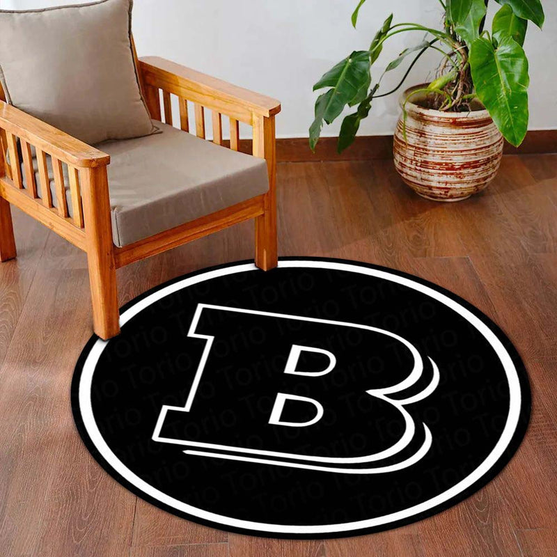 Brabus Inspired Round Floor Mat (3 mm Thick) | Luxury Performance Car Logo Design Mat for Garage, Bedroom & Gaming Setup