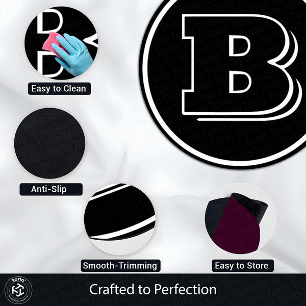 Brabus Inspired Round Floor Mat (3 mm Thick) | Luxury Performance Car Logo Design Mat for Garage, Bedroom & Gaming Setup