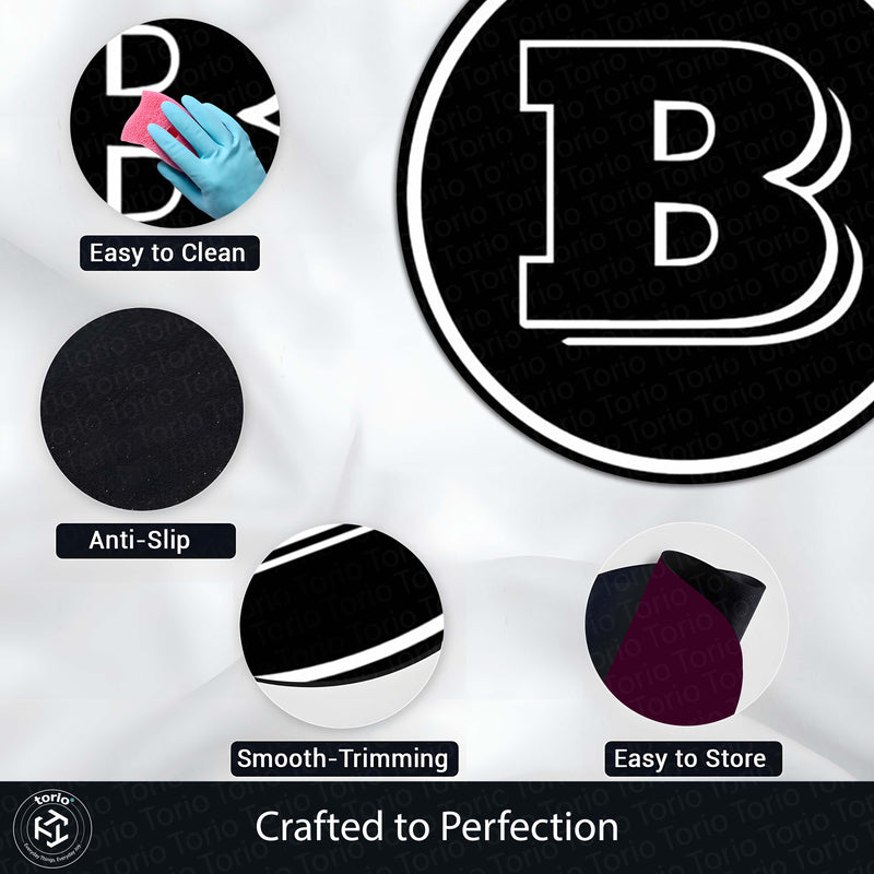 Brabus Inspired Round Floor Mat (3 mm Thick) | Luxury Performance Car Logo Design Mat for Garage, Bedroom & Gaming Setup