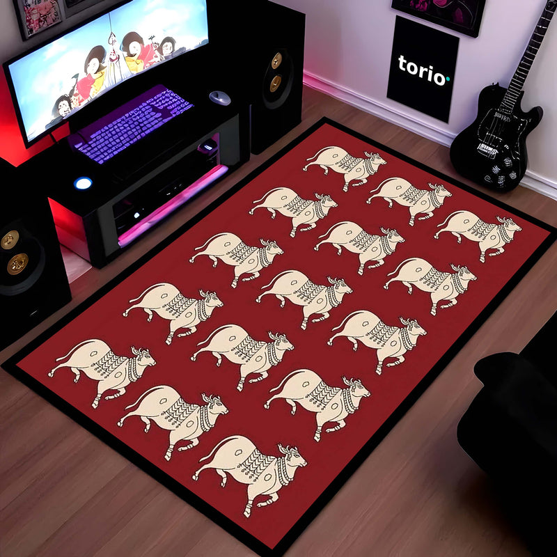 Chicago Bulls Inspired Area Rug | Basketball Fan Floor Mat | Sports-Themed Rug for Gaming Room, Bedroom & Fan Cave Decor