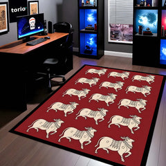 Chicago Bulls Inspired Area Rug | Basketball Fan Floor Mat | Sports-Themed Rug for Gaming Room, Bedroom & Fan Cave Decor