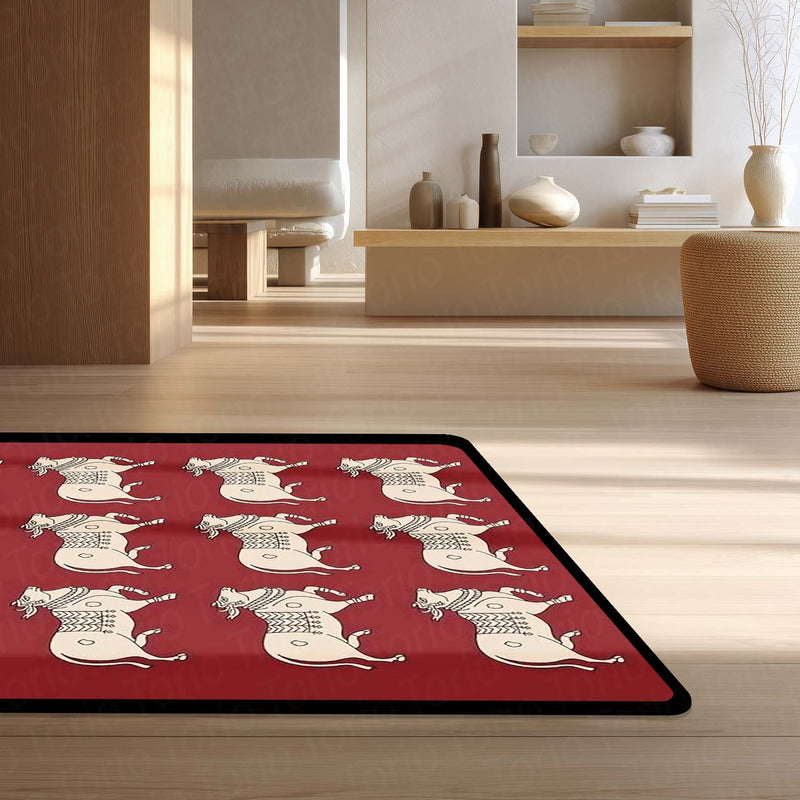 Chicago Bulls Inspired Area Rug | Basketball Fan Floor Mat | Sports-Themed Rug for Gaming Room, Bedroom & Fan Cave Decor