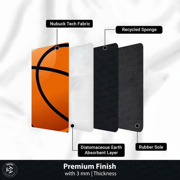 Basketball Rounded Flat Rug | Sports Ball Printed Rounded Flat Rug | Premium Sports Room & Gaming Room Floor Decor