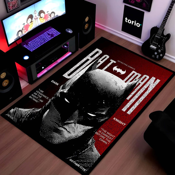 Batman Dark Knight Area Rug | Gotham City Comic Cover Floor Mat | Superhero Gaming Rug for Bedroom, Gaming Room & Batman Fan Decor