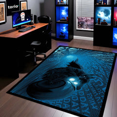 Batman Batcycle Superhero Area Flat Rug | Dark Knight Gotham Gaming Room Floor Decor | Premium DC Inspired Area Flat Rug