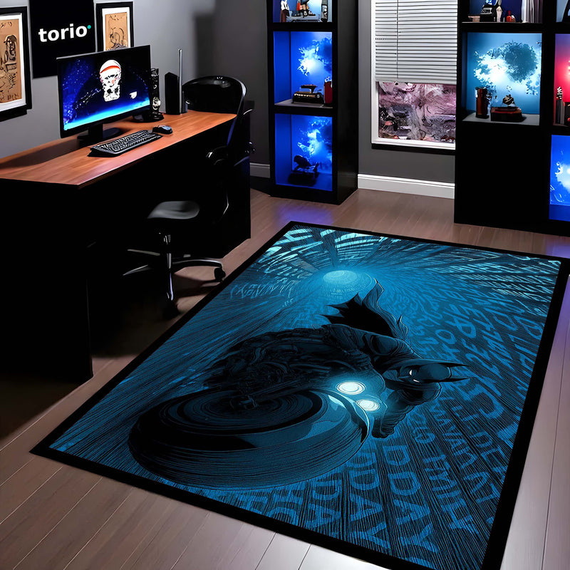 Batman Batcycle Superhero Area Flat Rug | Dark Knight Gotham Gaming Room Floor Decor | Premium DC Inspired Area Flat Rug