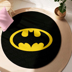 Batman Logo Round Rug | Classic DC Superhero Circle Floor Mat | Anti-Slip 3 mm Absorbent Rug for Bedroom, Gaming Room & Batman Decor