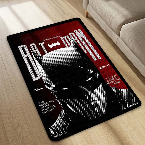Batman Dark Knight Area Rug | Gotham City Comic Cover Floor Mat | Superhero Gaming Rug for Bedroom, Gaming Room & Batman Fan Decor