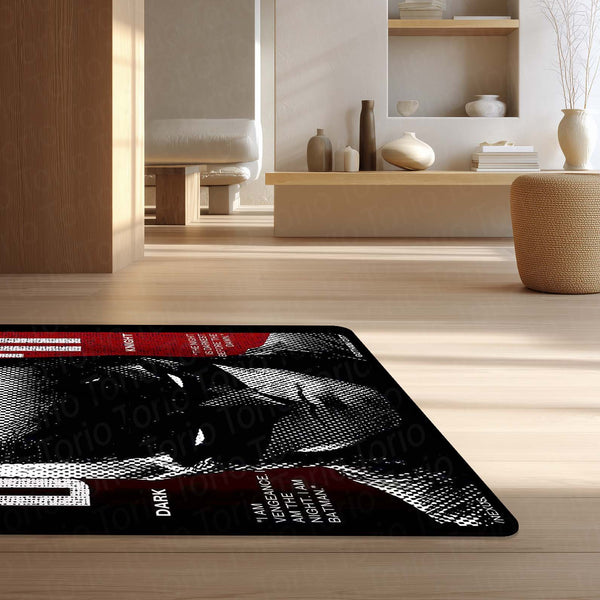 Batman Dark Knight Area Rug | Gotham City Comic Cover Floor Mat | Superhero Gaming Rug for Bedroom, Gaming Room & Batman Fan Decor