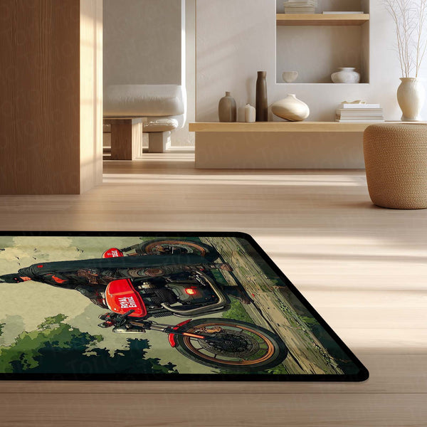 Batman Bike Area Rug | Superhero Motorcycle Floor Mat | Dark Knight Aesthetic Rug for Bedroom, Gaming Room & Boys Room Decor | Anti Slip Washable 3 mm Thin Carpet