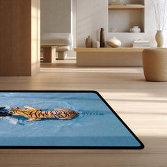 Tiger vs Black Panther Floor Mat | Wildlife Animal Area Rug | Anti-Slip 3mm Absorbent Floor Mat for Living Room, Bedroom, Office & Modern Decor