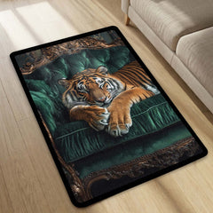 Royal Tiger Luxury Area Rug | Premium Wildlife Floor Mat | Aesthetic Tiger Sofa Design Rug for Living Room, Bedroom & Modern Home Decor | Anti Slip Washable 3 mm Carpet
