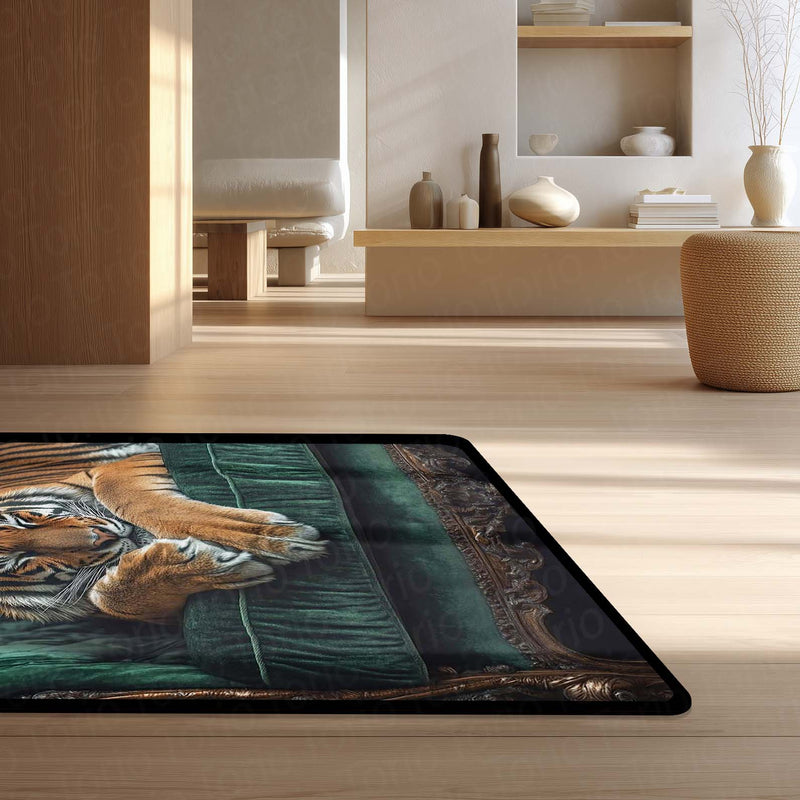 Royal Tiger Luxury Area Rug | Premium Wildlife Floor Mat | Aesthetic Tiger Sofa Design Rug for Living Room, Bedroom & Modern Home Decor | Anti Slip Washable 3 mm Carpet