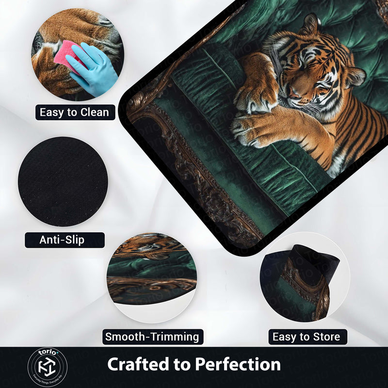 Royal Tiger Luxury Area Rug | Premium Wildlife Floor Mat | Aesthetic Tiger Sofa Design Rug for Living Room, Bedroom & Modern Home Decor | Anti Slip Washable 3 mm Carpet