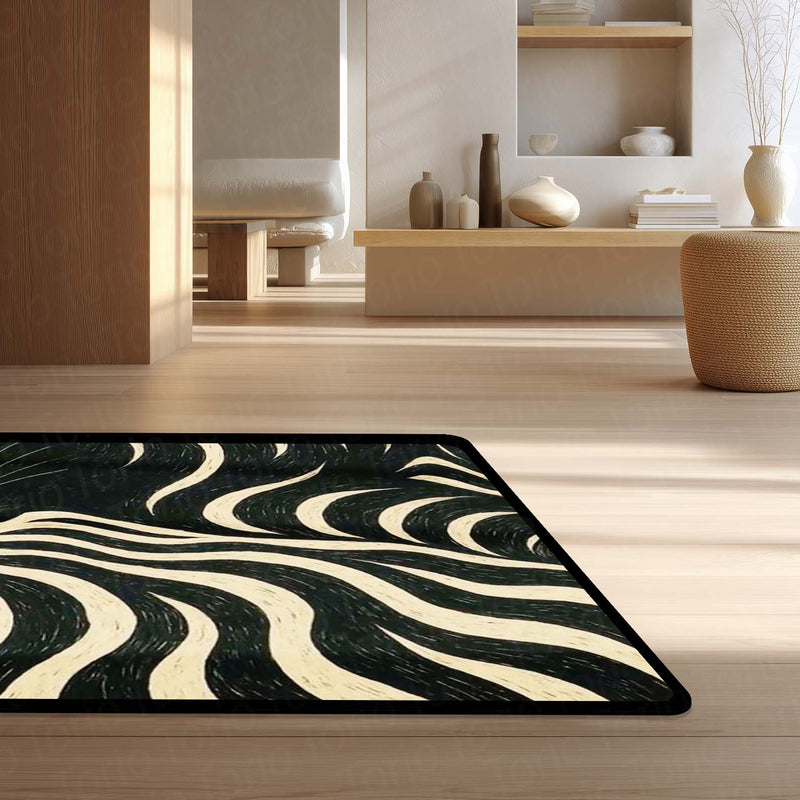 Minimalist Black Cat Area Rug | Sleek Silhouette Floor Mat | Modern Aesthetic Rug for Living Room, Gaming Setup & Bedroom Decor
