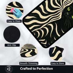 Minimalist Black Cat Area Rug | Sleek Silhouette Floor Mat | Modern Aesthetic Rug for Living Room, Gaming Setup & Bedroom Decor